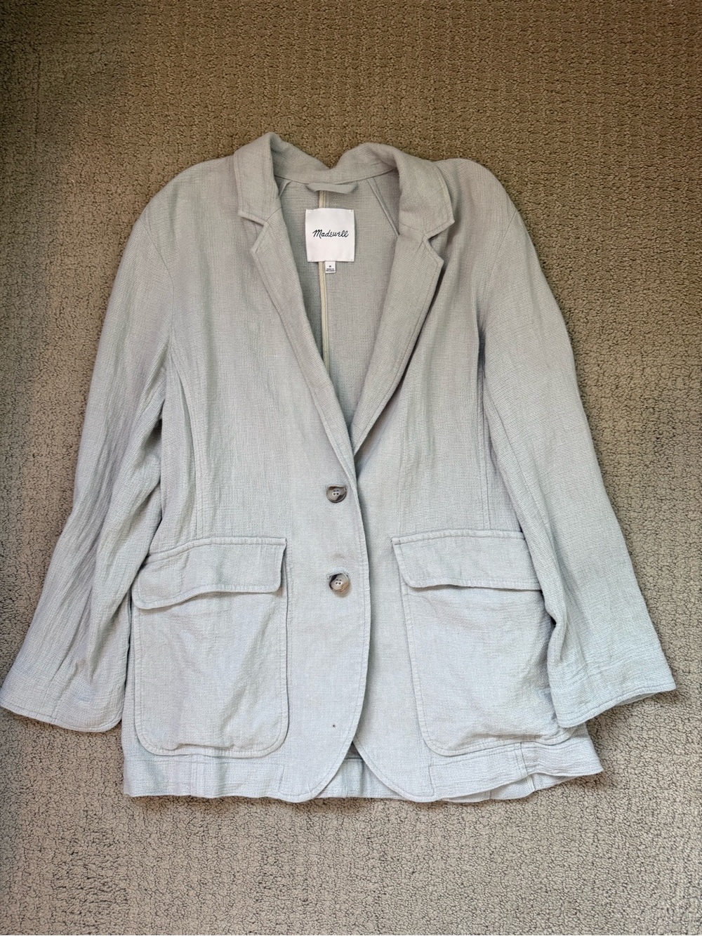 Madewell Light Green Women's Linen-Blend Blazer Jacket